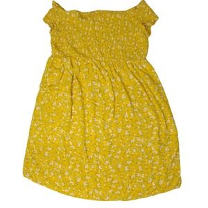 Old Navy XXL Yellow Floral Off Shoulder Smocked‎ Dress Womens Plus Size Boho